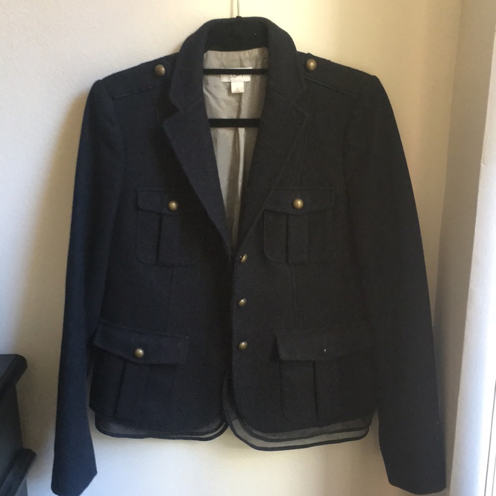 Loft Navy Blue Wool Blazer Size 8